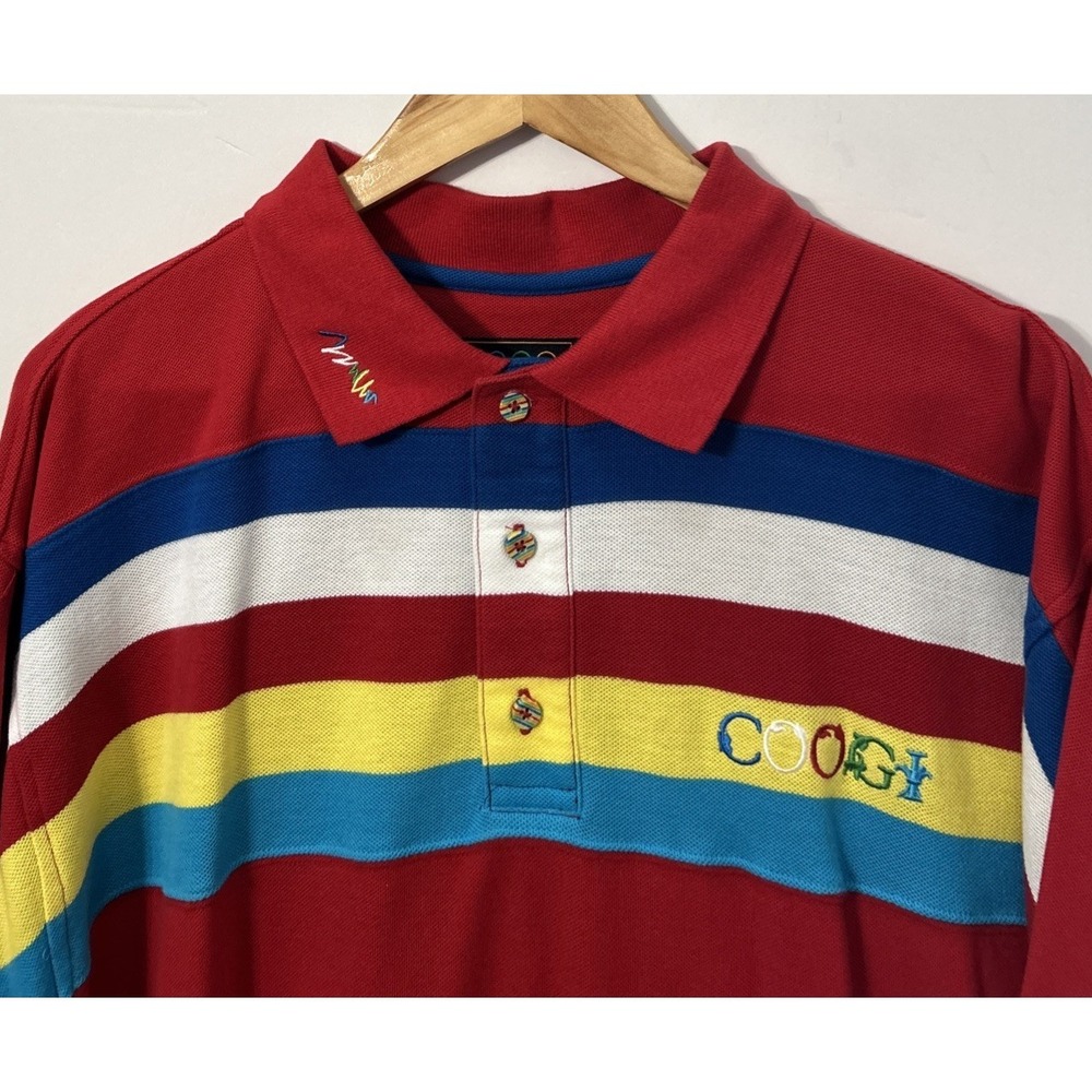 Rare Mens Coogi Y2K Multicolor Embroidered Polo Shirt No Wear‎ Sz XXL 2XL Nice